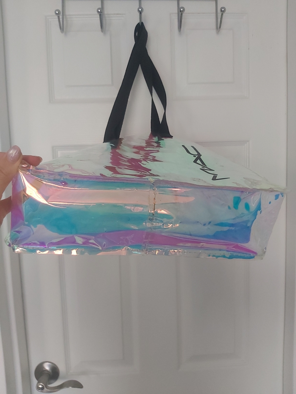 MAC Cosmetics Iridescent Holographic Tote Bag in Multi - Picture 6 of 11